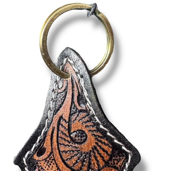 Myra Bag Leather and Hair-On Hide Hand-tooled "Glory Days" Key Chain - NEW - Picture 4 of 5